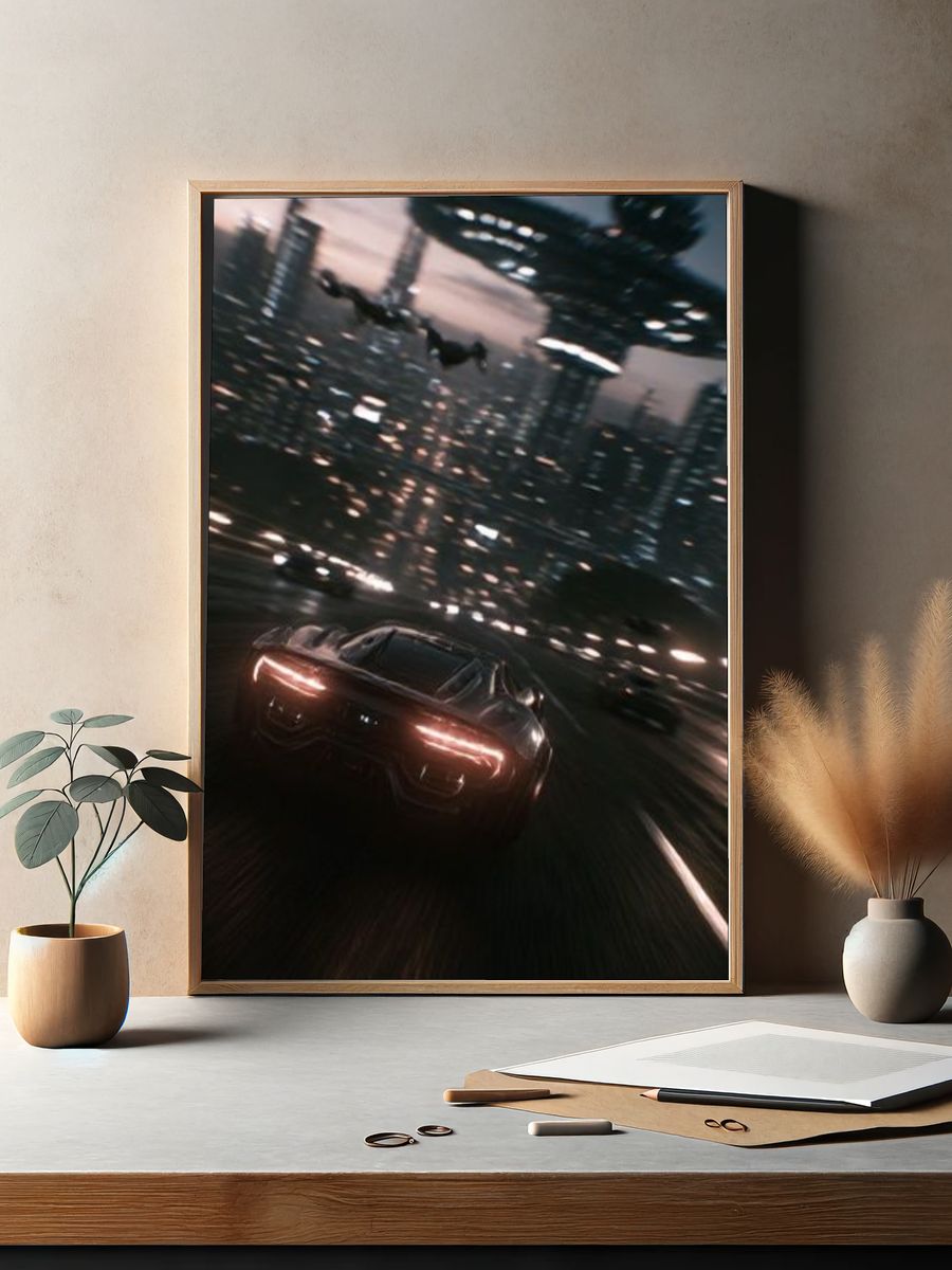 Futuristic City Chase Poster. — room view 2