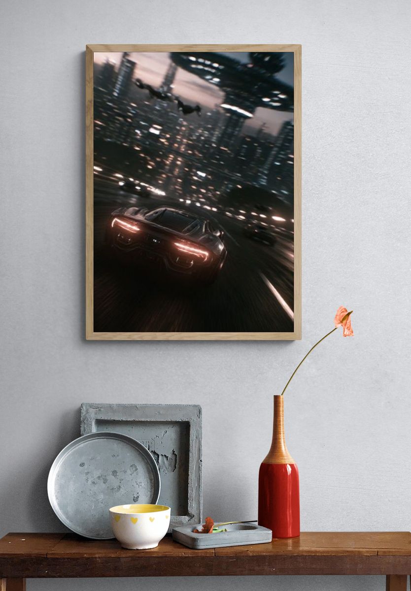 Futuristic City Chase Poster. — room view 3