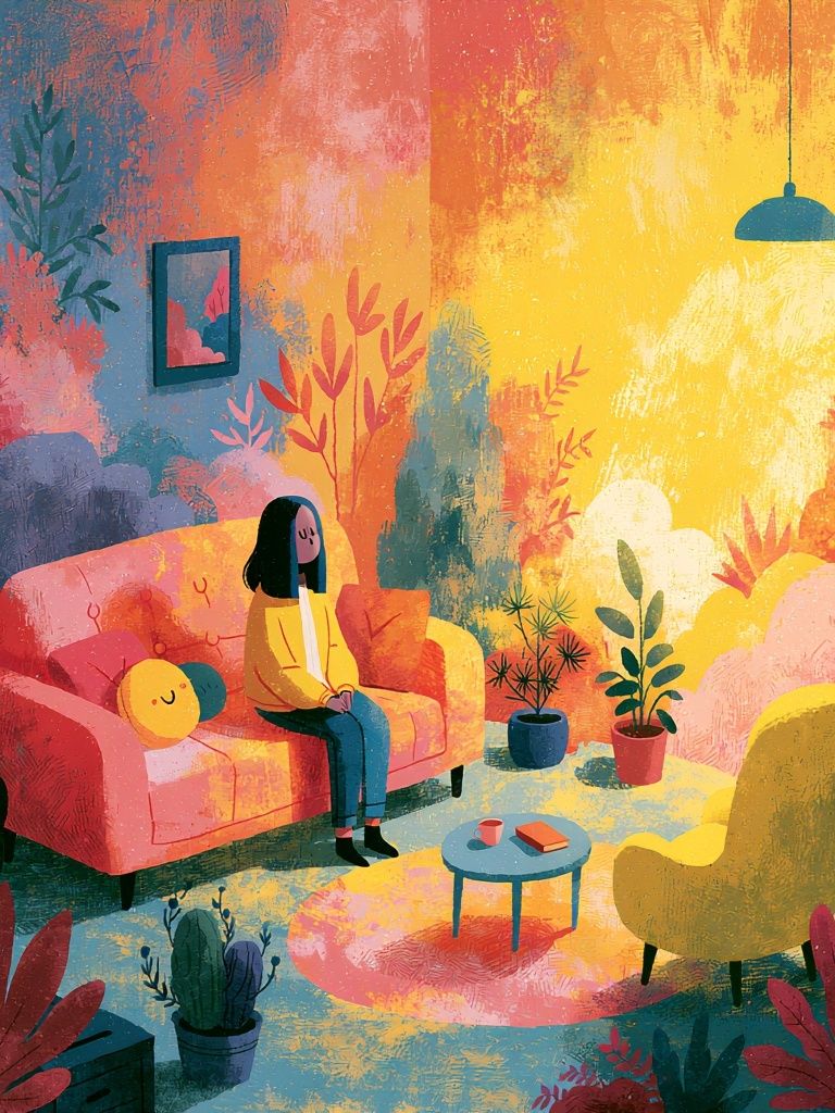Cozy Colorful Interior Illustration Poster. poster detail