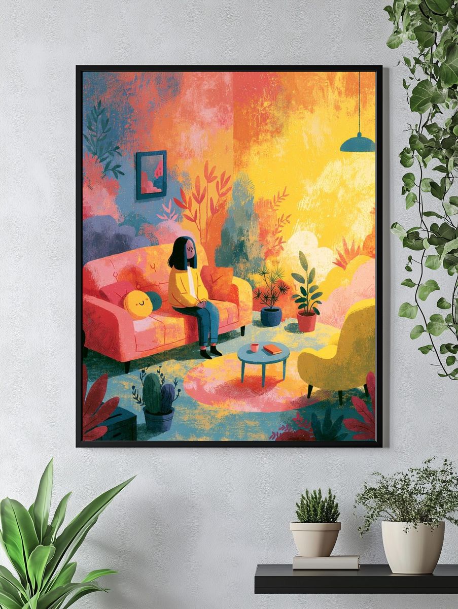 Cozy Colorful Interior Illustration Poster. — room view 4