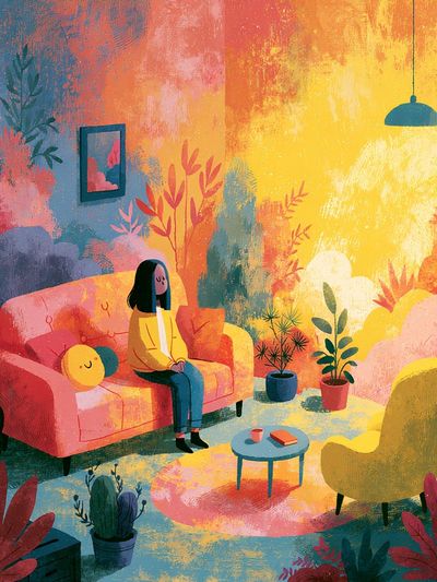 Cozy Colorful Interior Illustration Poster. poster
