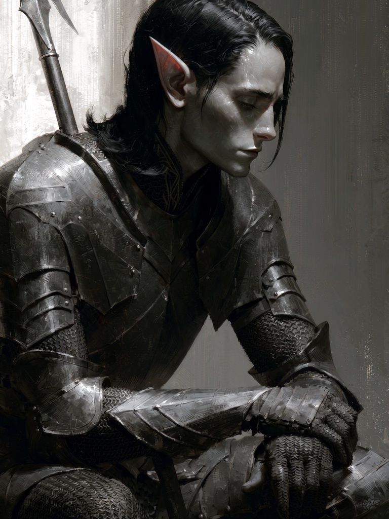 Elven Warrior Portrait Print. poster — illustration art