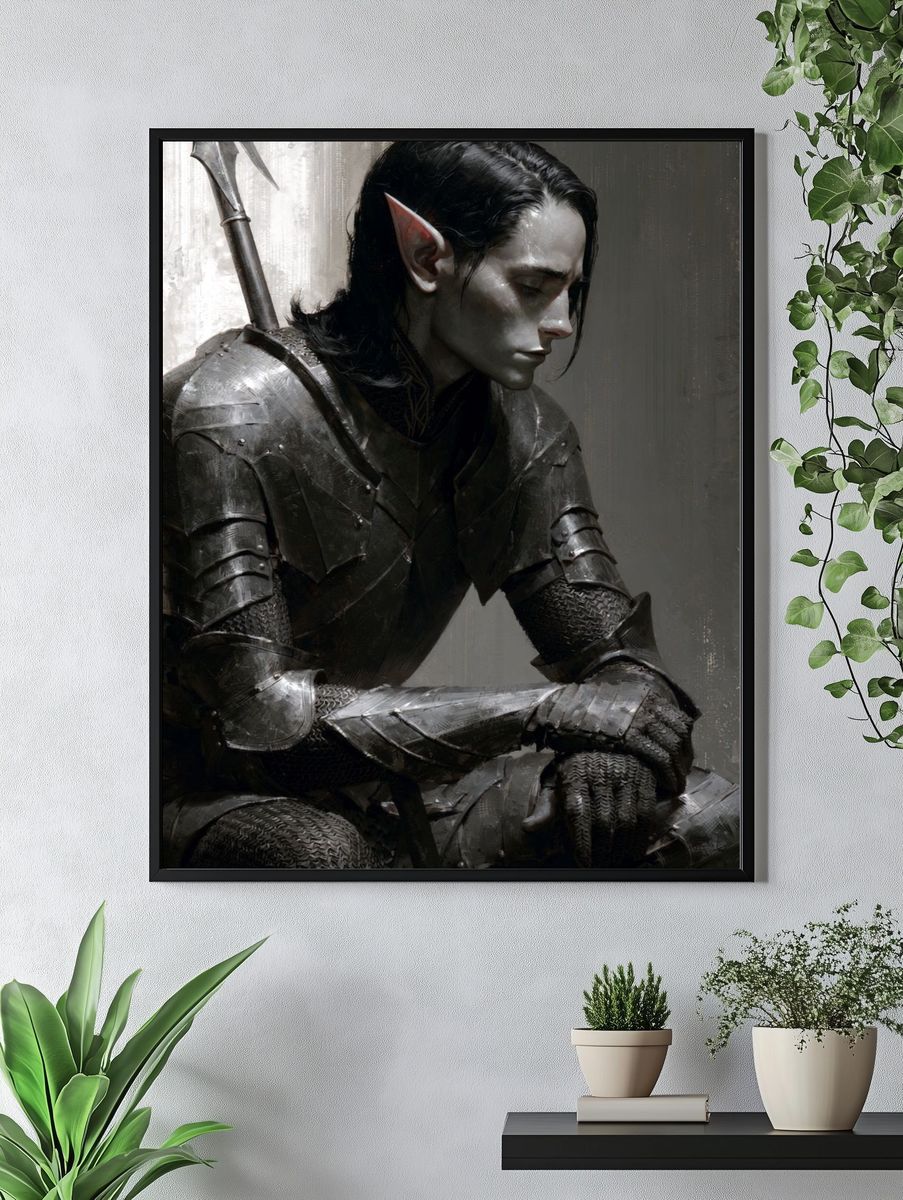 Elven Warrior Portrait Print. — room view 4