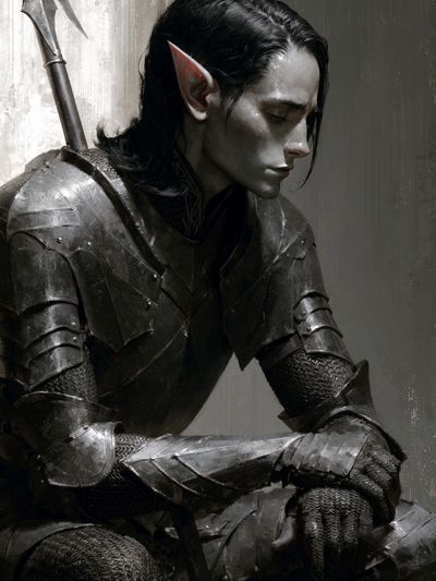 Elven Warrior Portrait Print. poster print