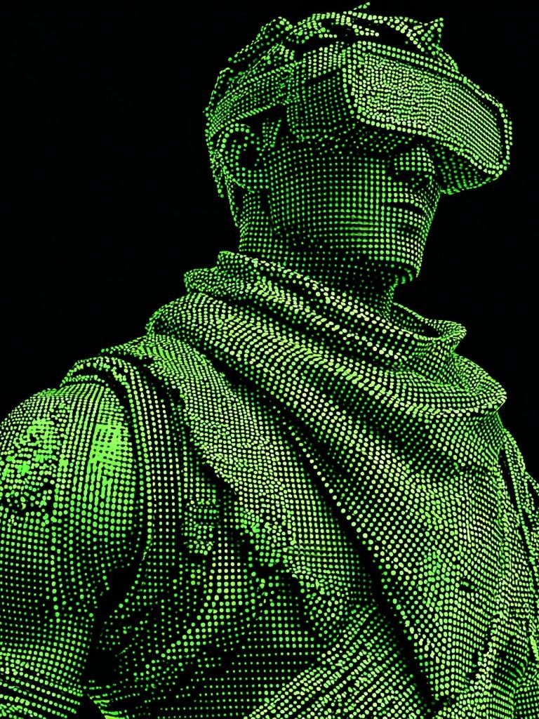 Neon Halftone Soldier Digital Art Poster. poster — illustration art
