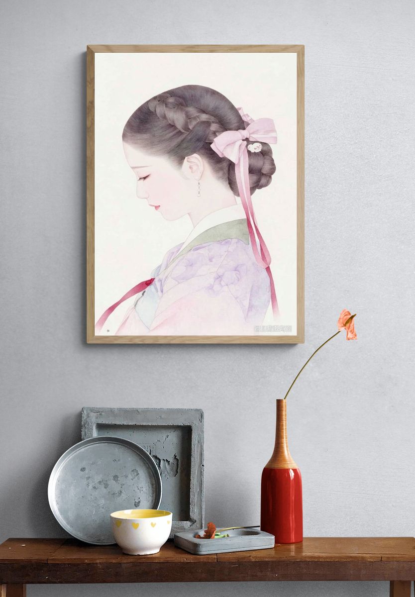 Elegant Geisha Portrait Print. — room view 3