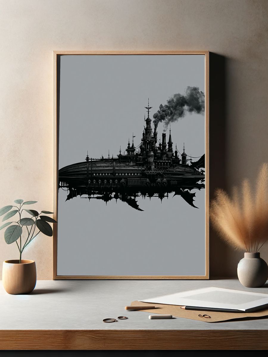Steampunk Airship Fortress Print. — room view 2