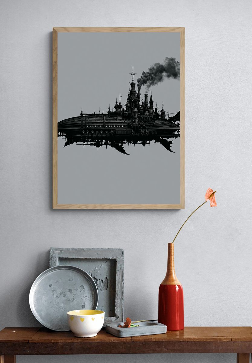 Steampunk Airship Fortress Print. — room view 3