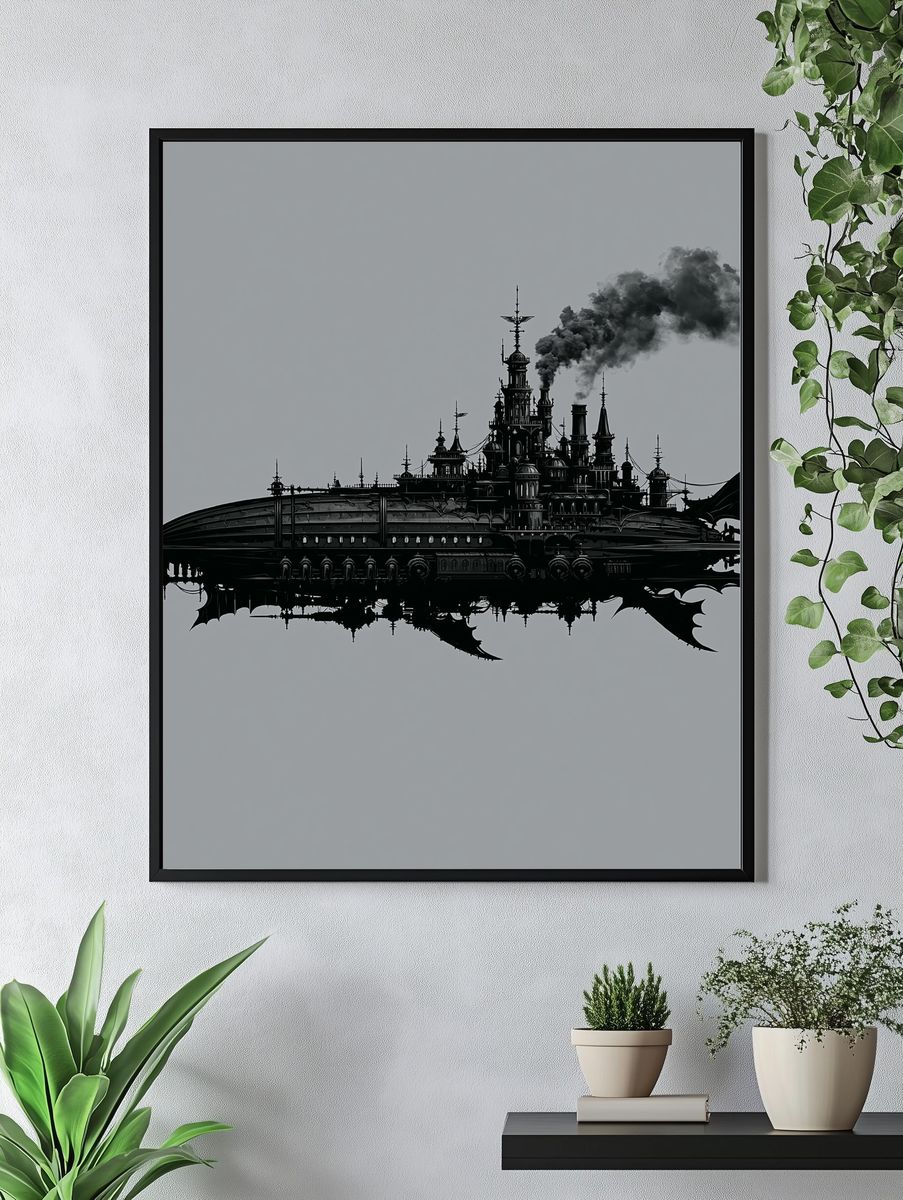 Steampunk Airship Fortress Print. — room view 4