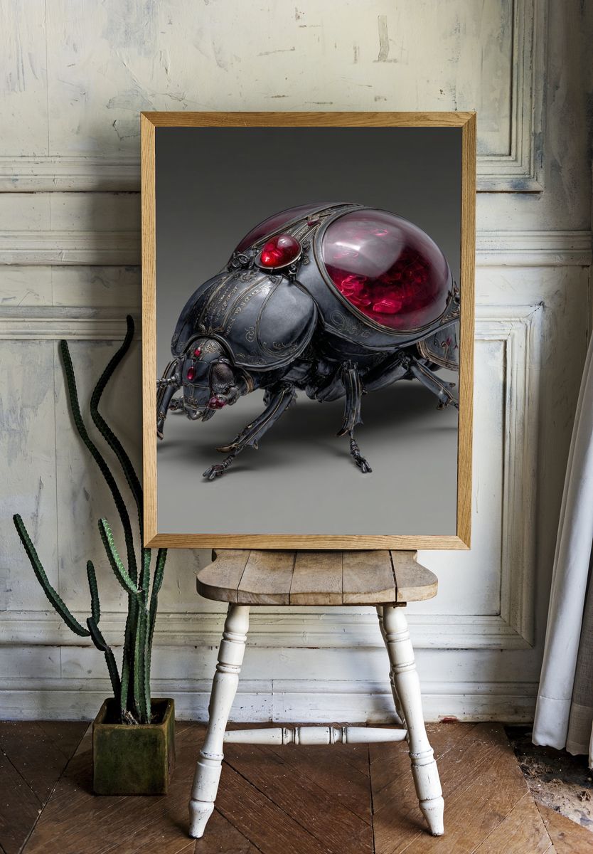 Gothic Jewel Beetle Digital Art Print. — room view 1