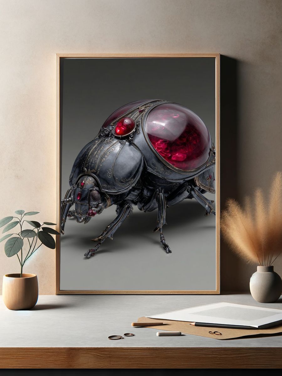 Gothic Jewel Beetle Digital Art Print. — room view 2