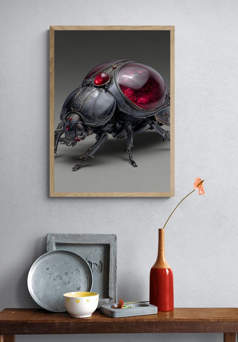 Gothic Jewel Beetle Digital Art Print. — room view 3