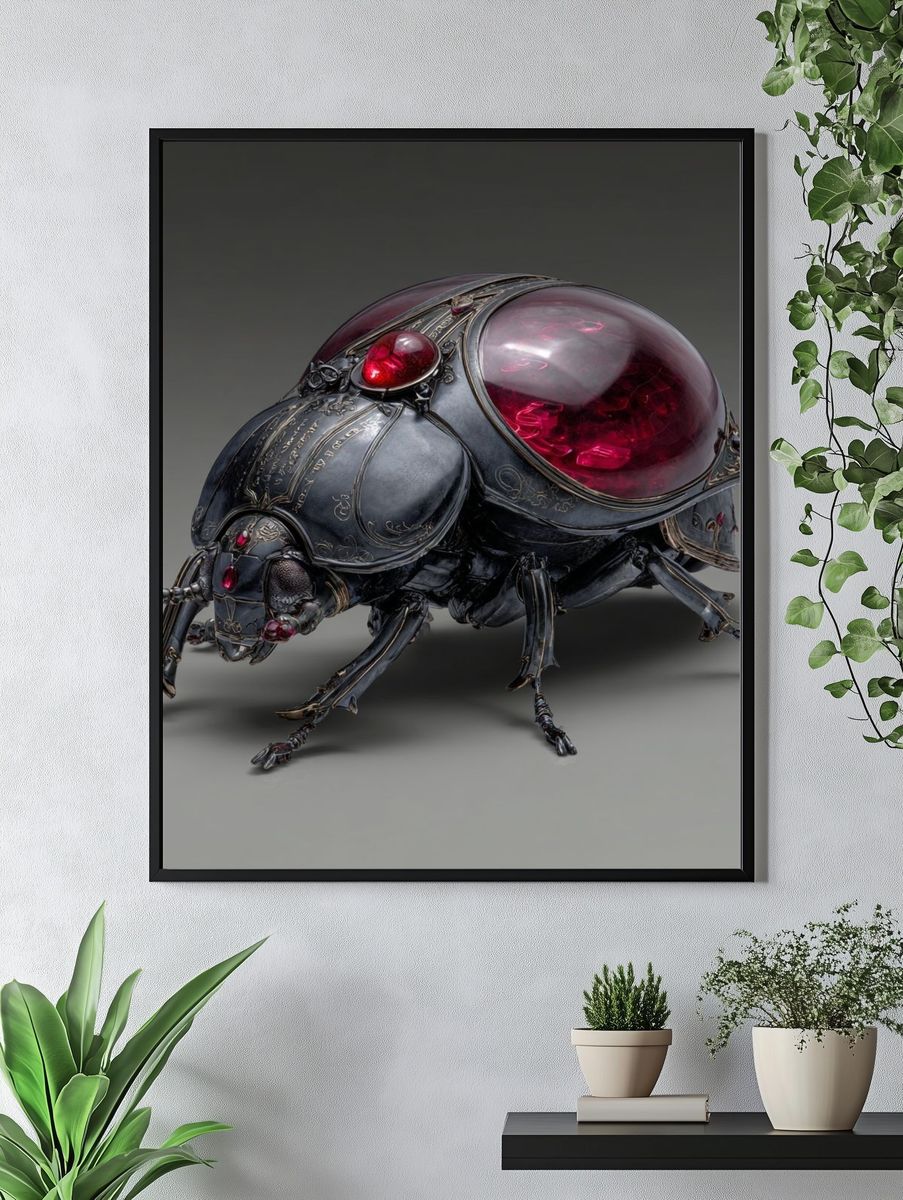 Gothic Jewel Beetle Digital Art Print. — room view 4