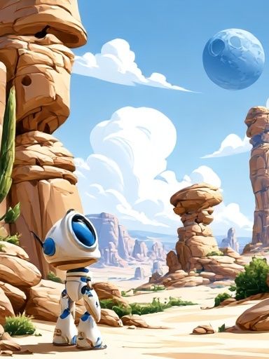Astronaut Desert Landscape Illustration Poster. poster — illustration art