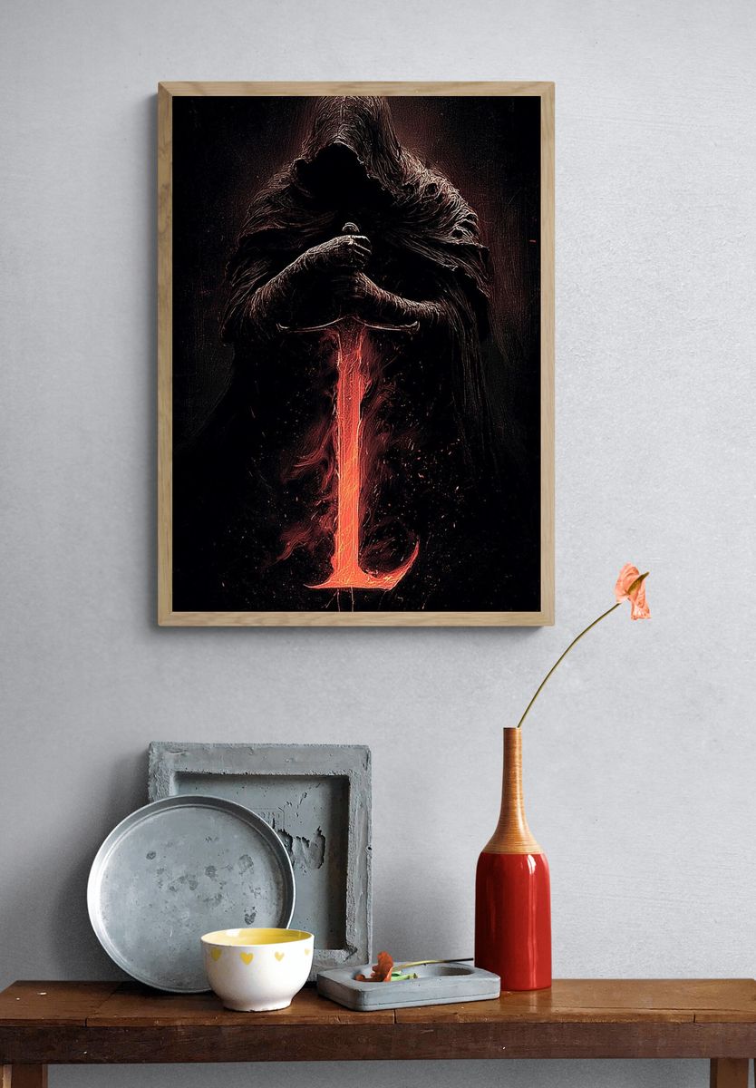 Dark Hooded Figure Illustration Poster. — room view 3