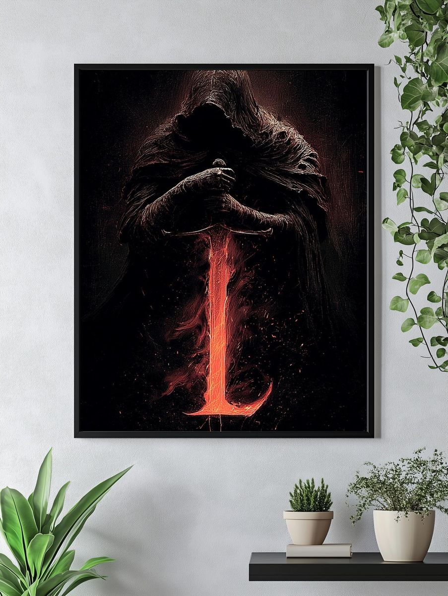 Dark Hooded Figure Illustration Poster. — room view 4