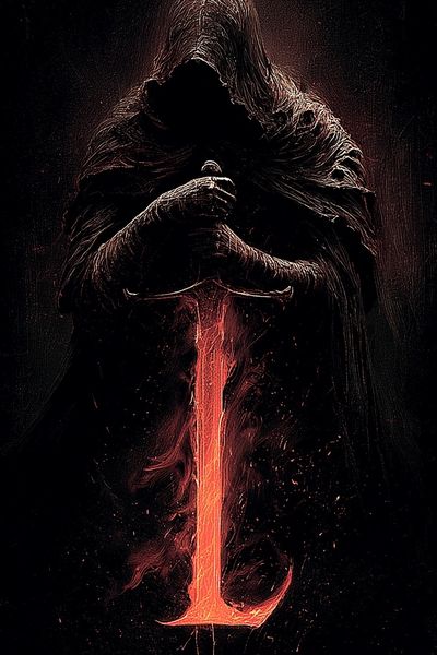 Dark Hooded Figure Illustration Poster. poster print