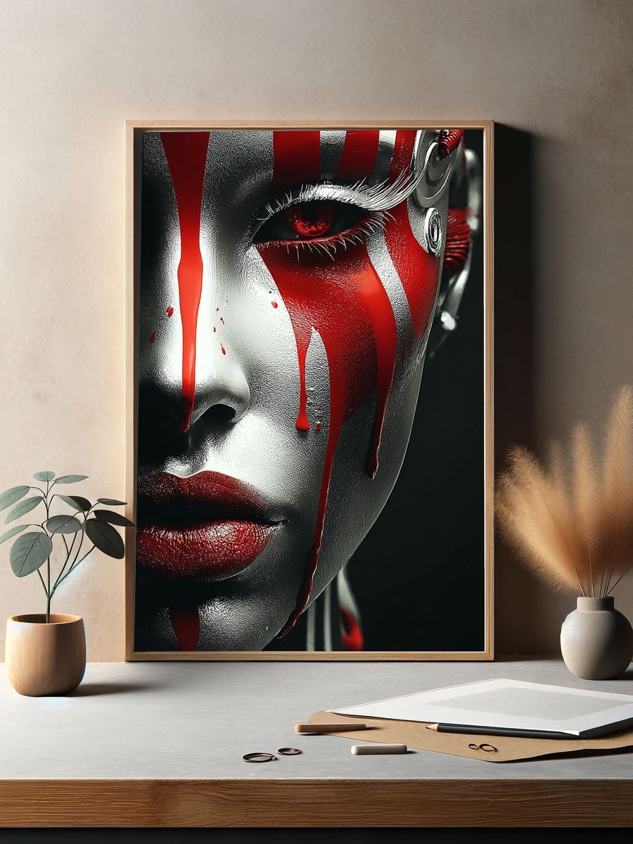 Crimson Mask Portrait Print. — room view 2