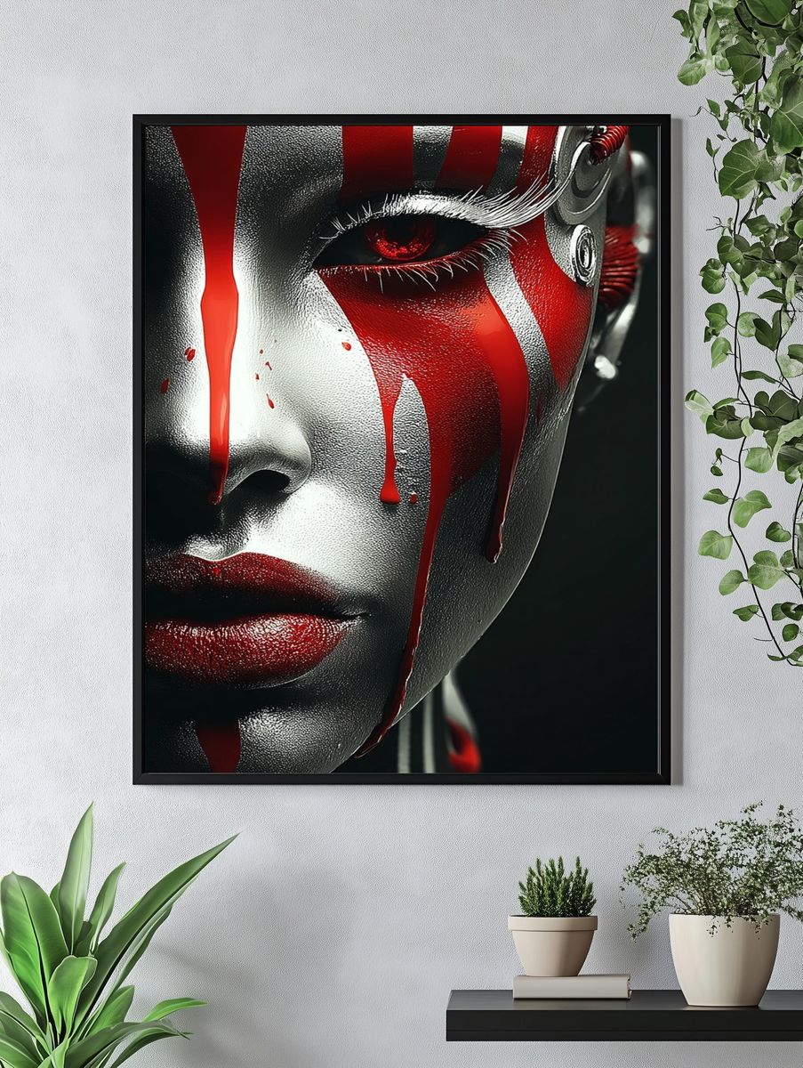Crimson Mask Portrait Print. — room view 4