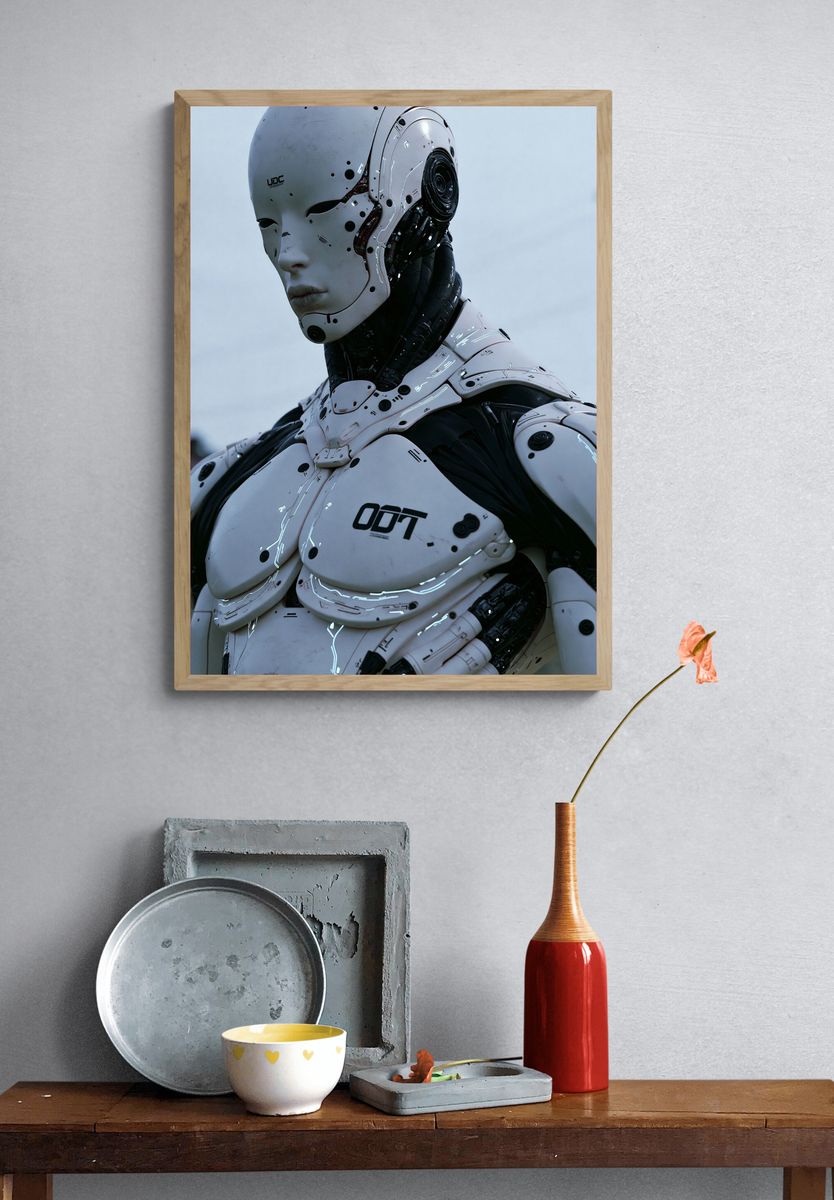 Cybernetic Android Portrait Print. — room view 3