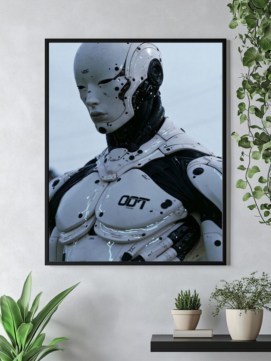 Cybernetic Android Portrait Print. — room view 4