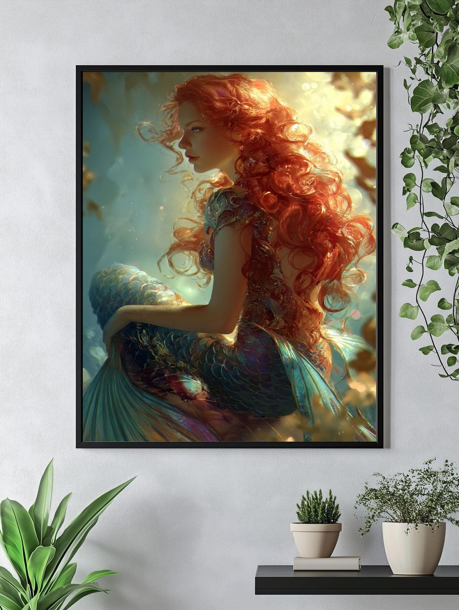 Red-Haired Mermaid Fantasy Print. — room view 4