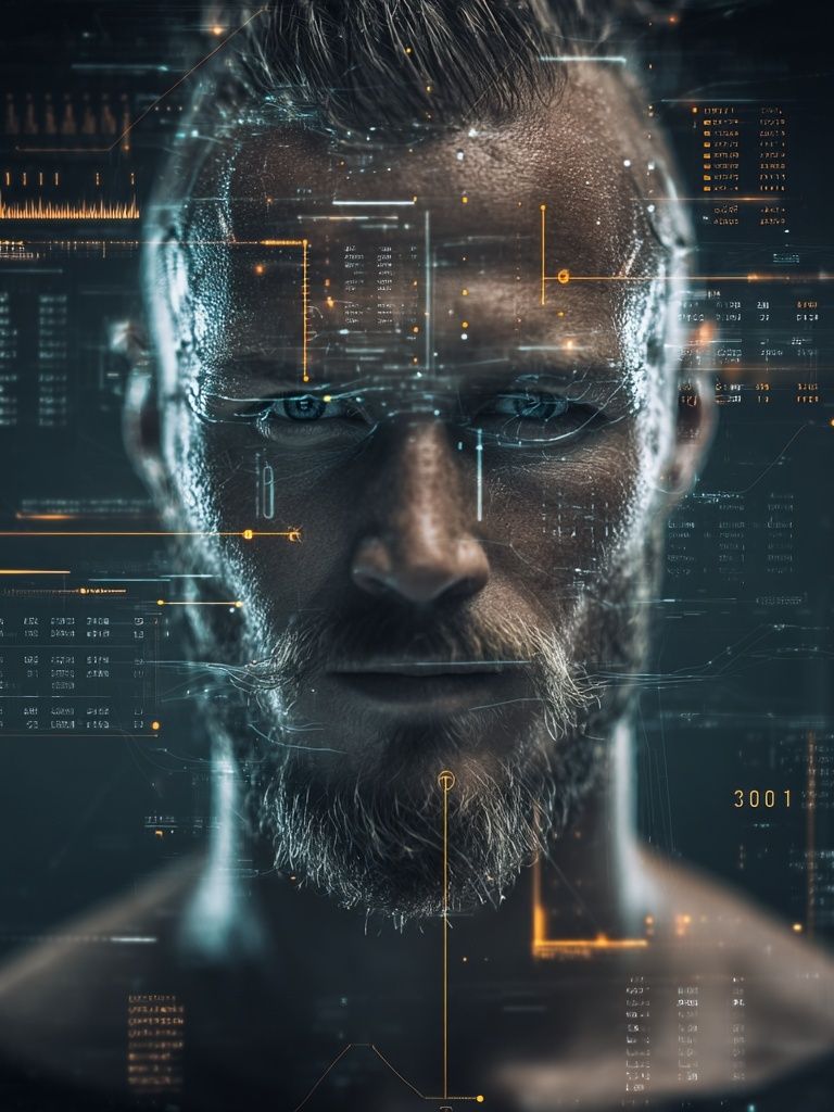 Cybernetic Man Portrait Print. poster detail