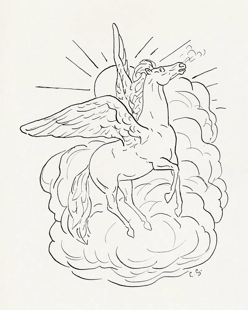Pegasus Line Art Poster. poster detail