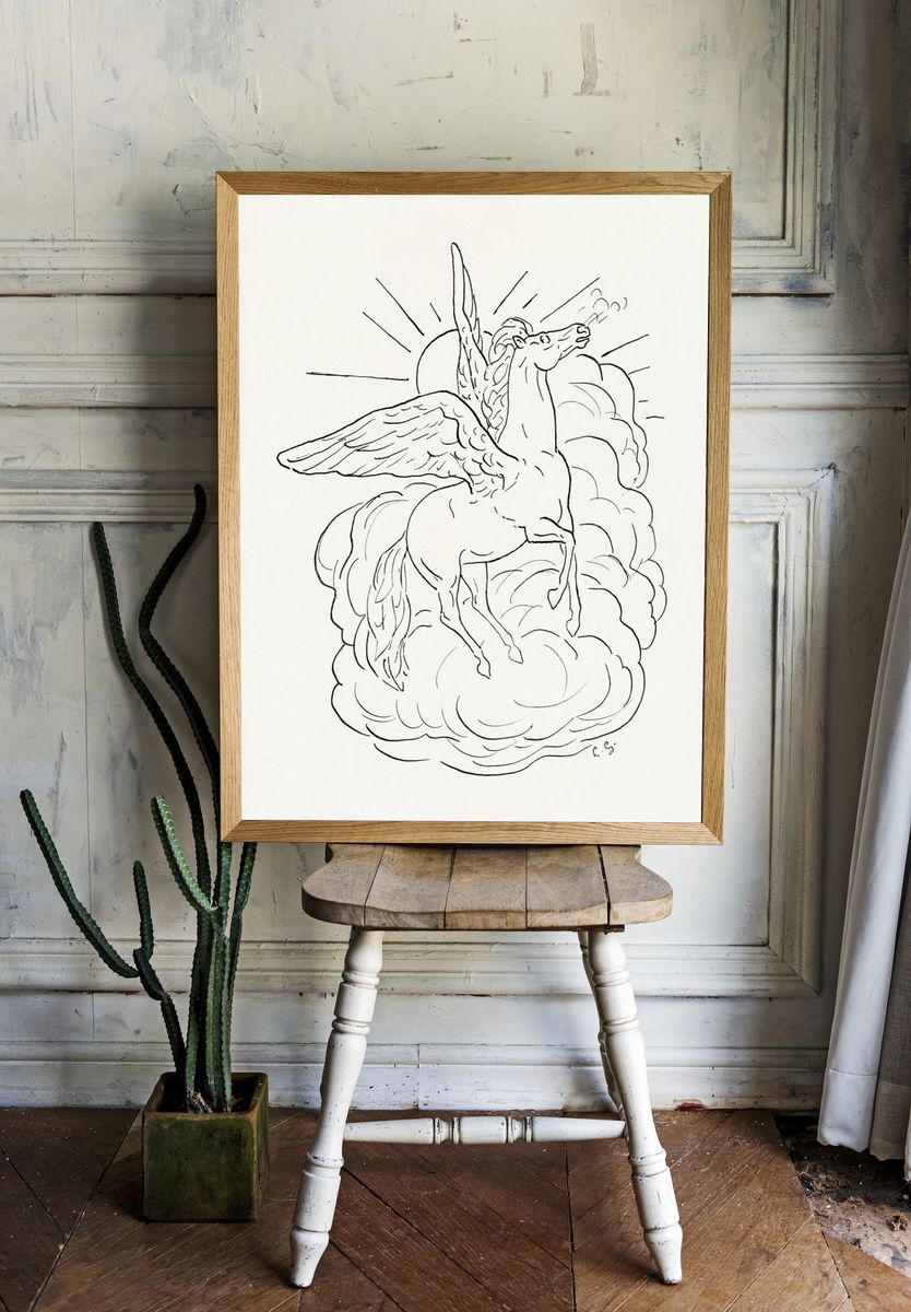 Pegasus Line Art Poster. — room view 1