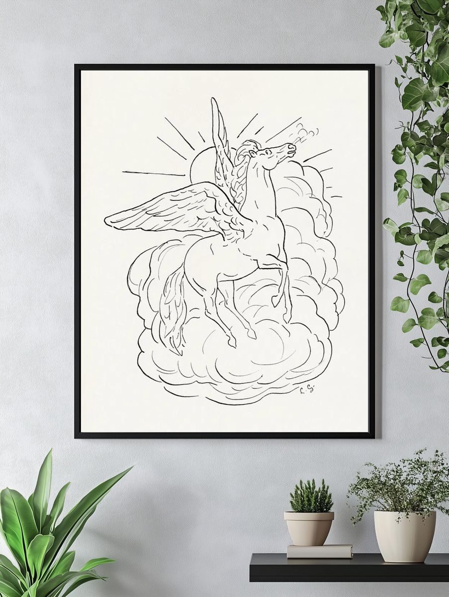 Pegasus Line Art Poster. — room view 4