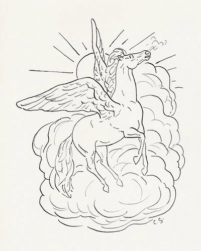 Pegasus Line Art Poster. poster print