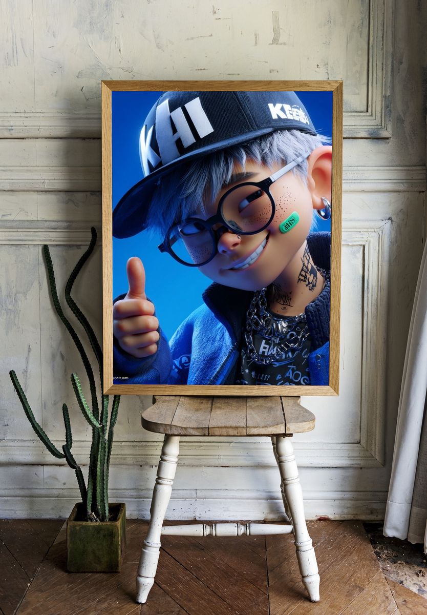 Stylized Streetwear Character Poster. — room view 1