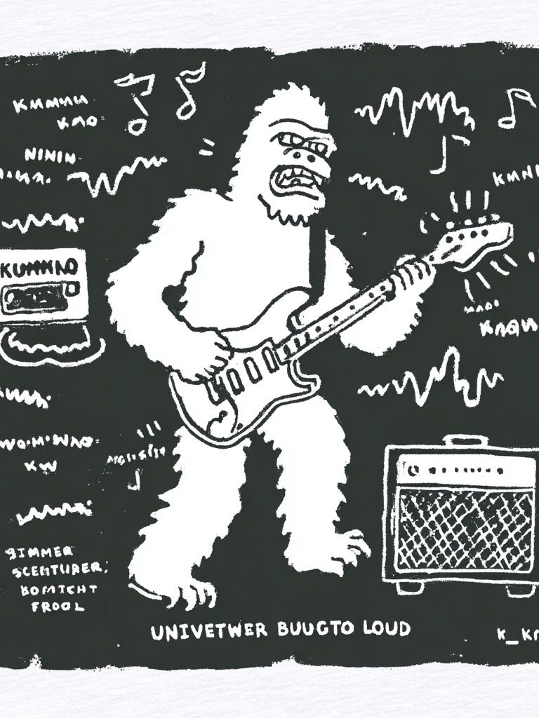 Guitar Bigfoot Punk Illustration Poster. poster detail