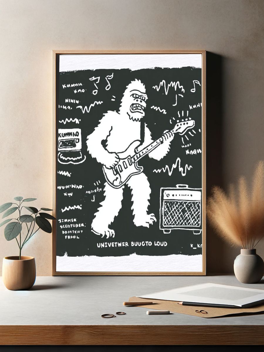 Guitar Bigfoot Punk Illustration Poster. — room view 2