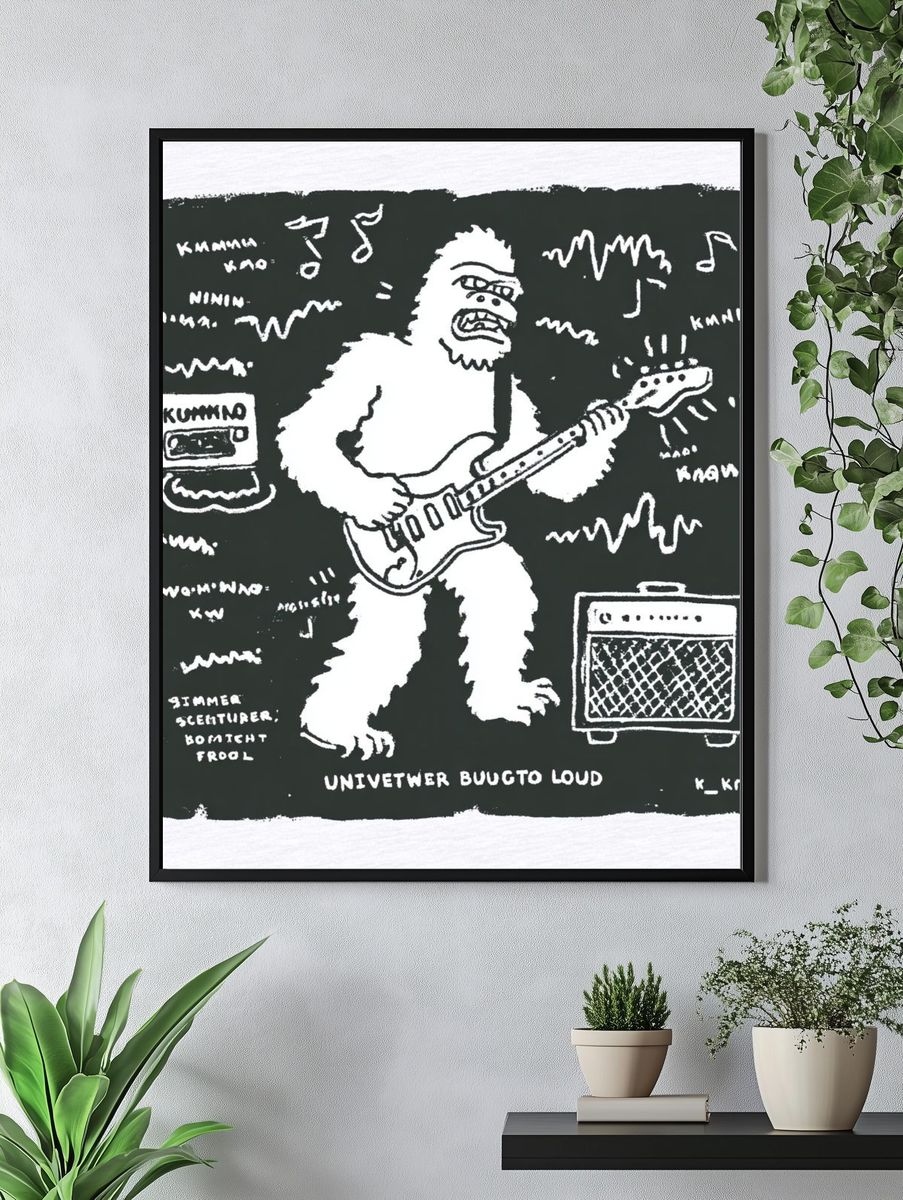 Guitar Bigfoot Punk Illustration Poster. — room view 4