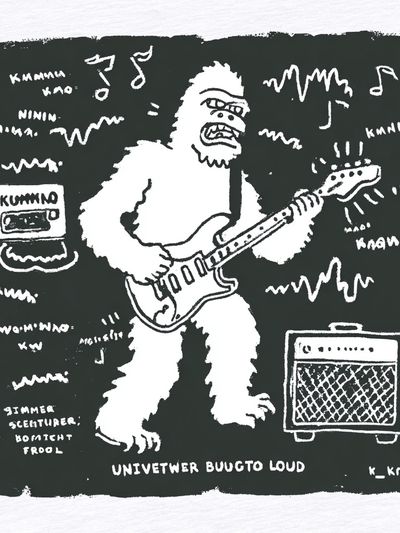 Guitar Bigfoot Punk Illustration Poster. poster