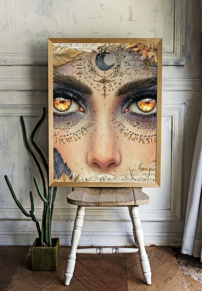 Mystic Moon Eyes Illustration Poster. — room view 1