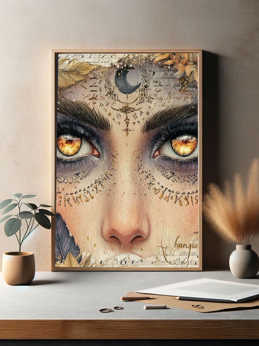Mystic Moon Eyes Illustration Poster. — room view 2