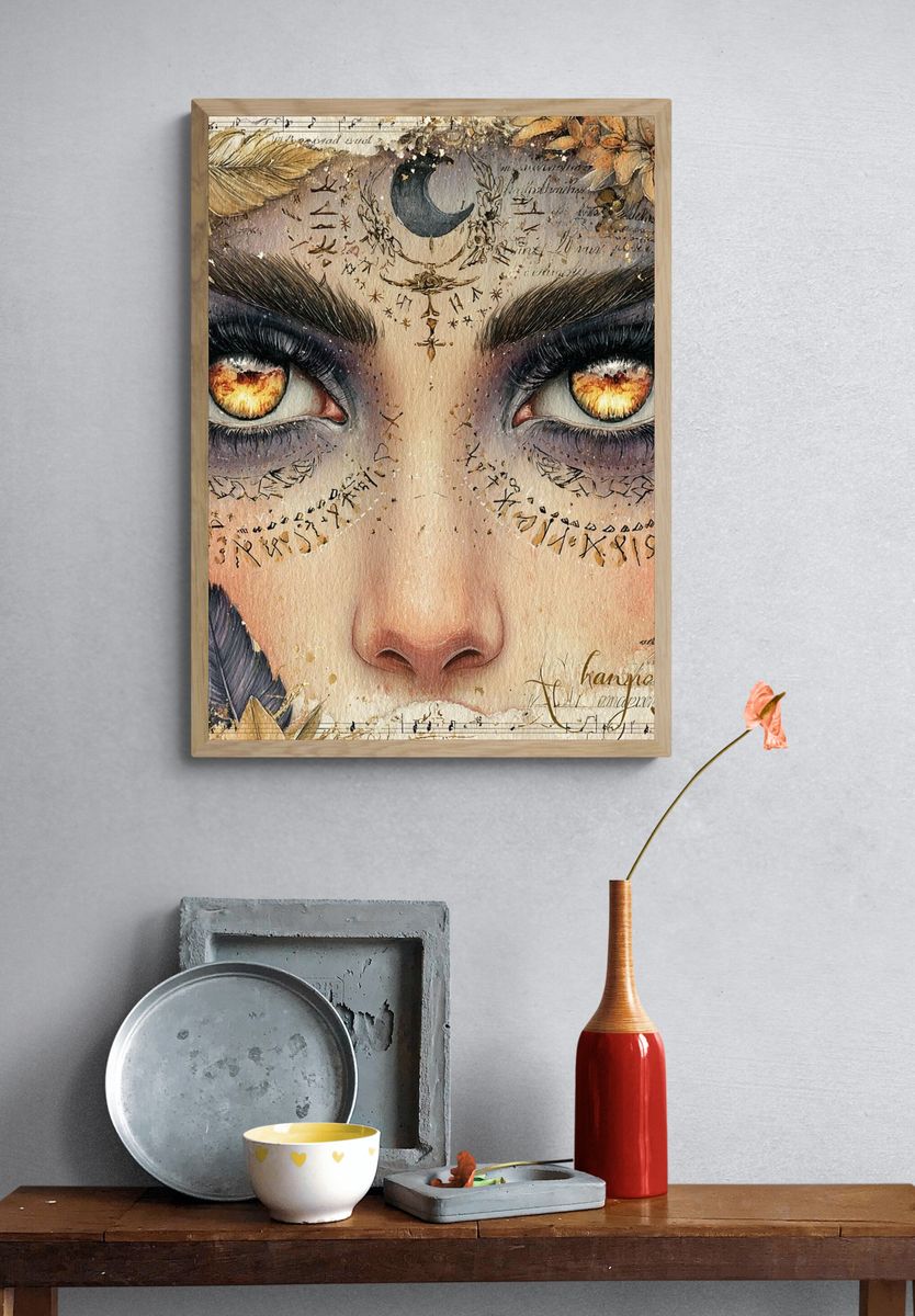 Mystic Moon Eyes Illustration Poster. — room view 3