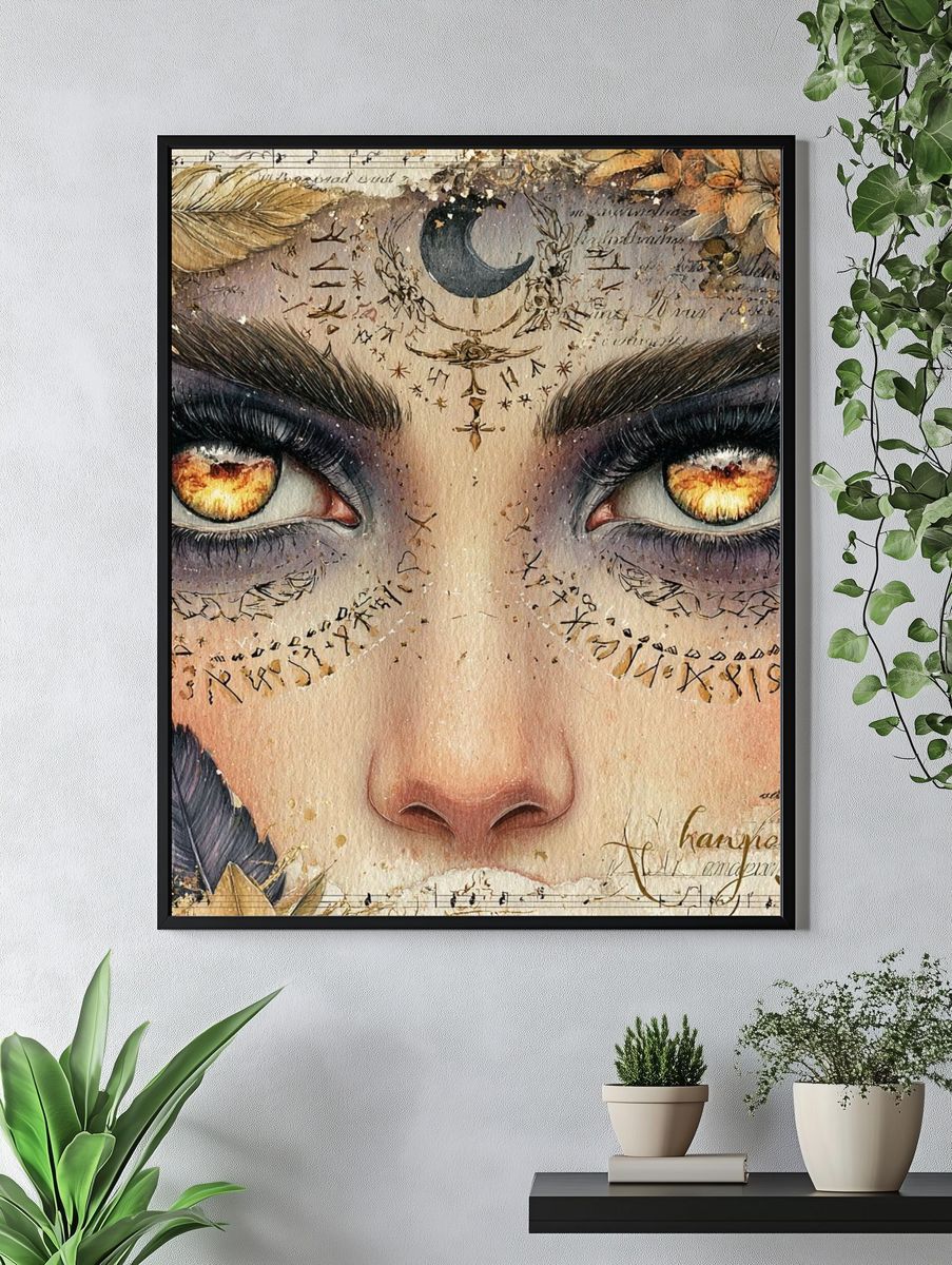 Mystic Moon Eyes Illustration Poster. — room view 4