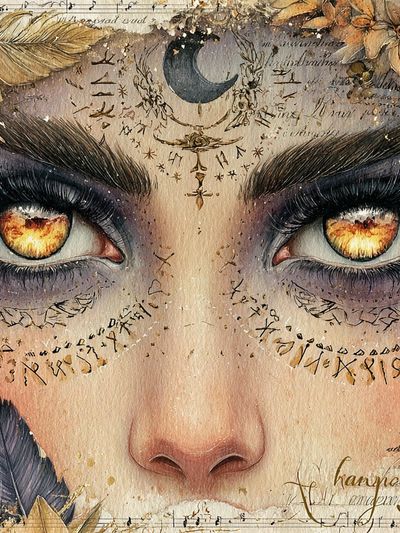 Mystic Moon Eyes Illustration Poster. poster print