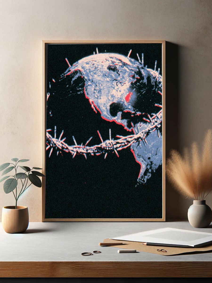 Barbed Wire Skull Illustration Poster. — room view 2