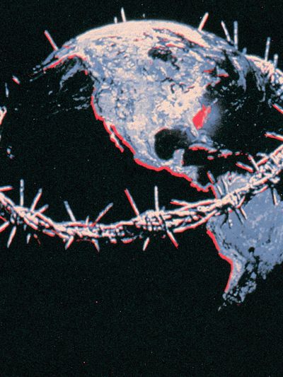 Barbed Wire Skull Illustration Poster. poster print