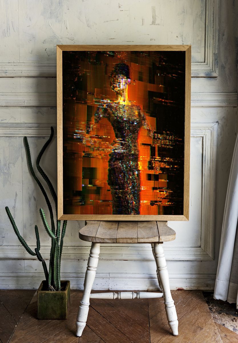 Glitch Femme Portrait Print. — room view 1