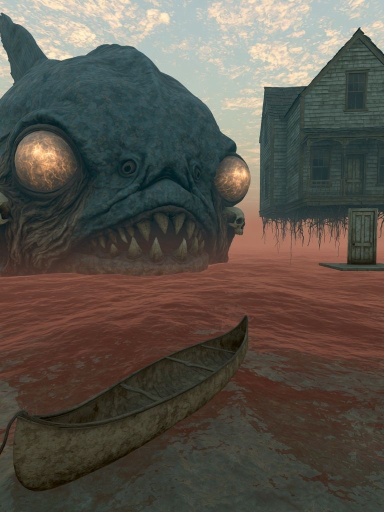 Surreal Sea Monster House Print. poster detail