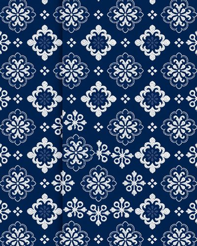 Blue Floral Tile Pattern Print. poster