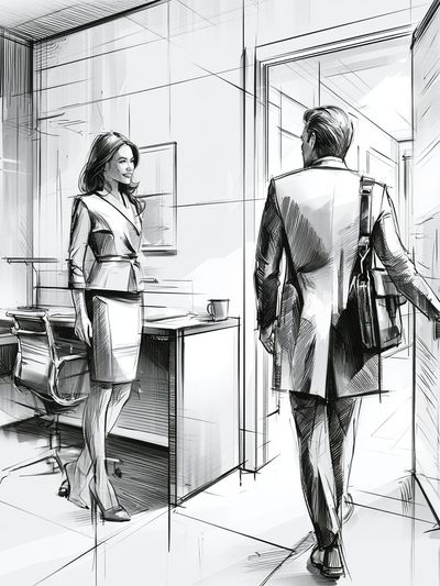 Office Encounter Fashion Illustration Poster. poster print