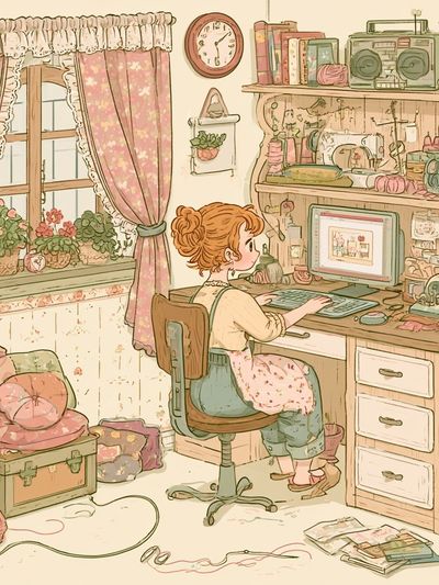 Cozy Craft Room Illustration Poster. poster print