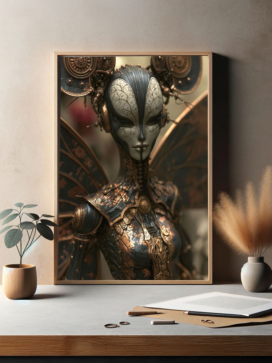 Steampunk Automaton Portrait Poster. — room view 2