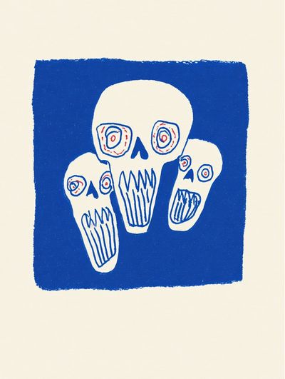 Blue Skull Trio Illustration Poster. poster print